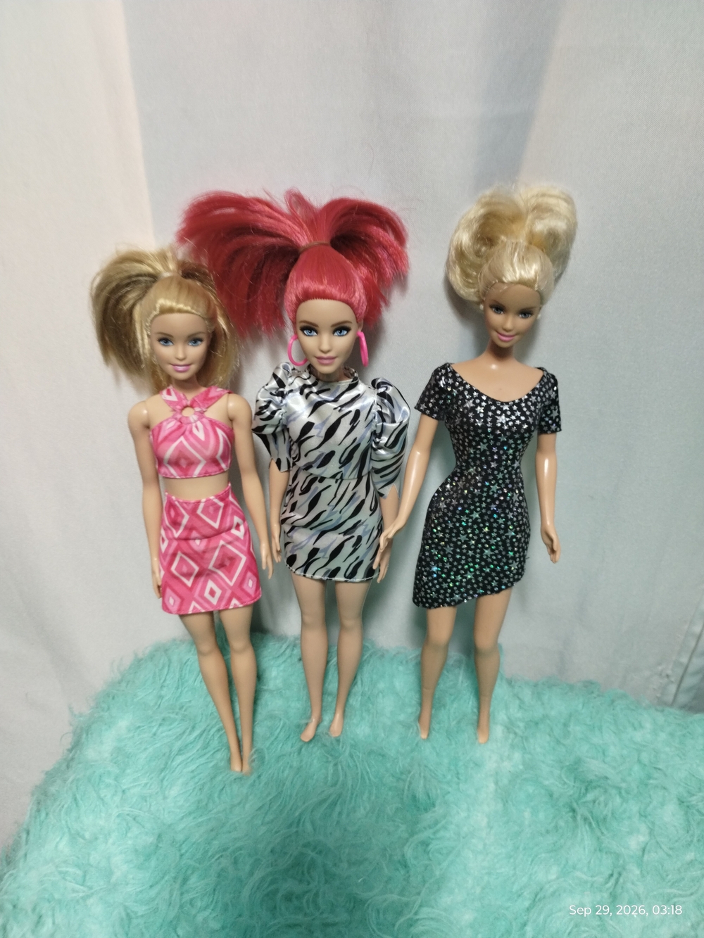 Barbie Doll Trio Fashion Set with Pink, Red and Black Styles